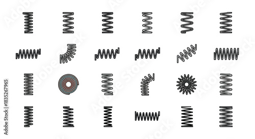 Arrangement of various metal springs and mechanical components in a grid