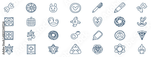 Hand-drawn sketchy Decorative Design Element In Doodle Style Used As Pattern Decoration and Simple Abstract Graphic Symbol On Transparent Backdrop.