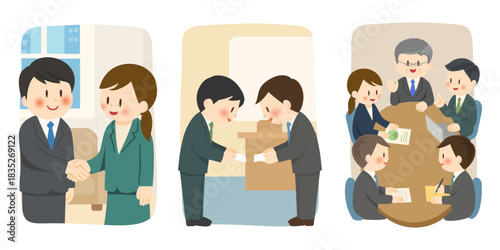 ビジネスシーンのコミュニケーションセット、Business Communication Scenes Set
