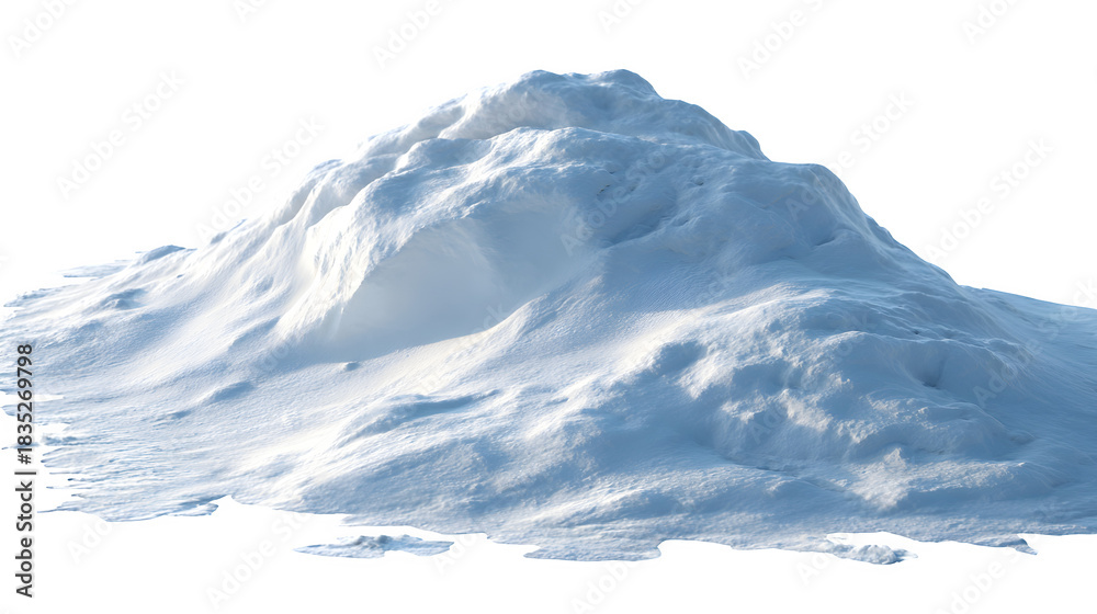 Obraz premium Snowdrift mound with soft shading and texture isolated on white background