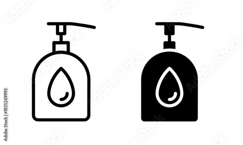 Liquid Soap Bottle icon. Hand Sanitizer with Pump symbol. Shampoo Bottle sign