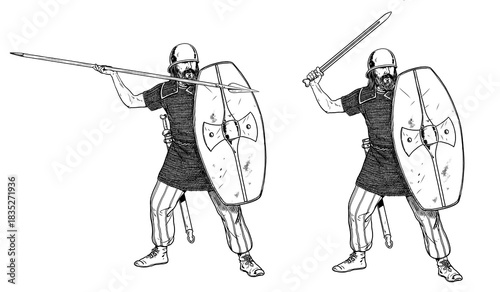 Foto Germanic warriors. Historical illustration with ancient soldiers.