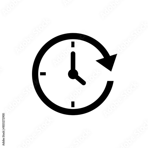 Time Management Icon with Clock and Arrow for Productivity and Efficiency