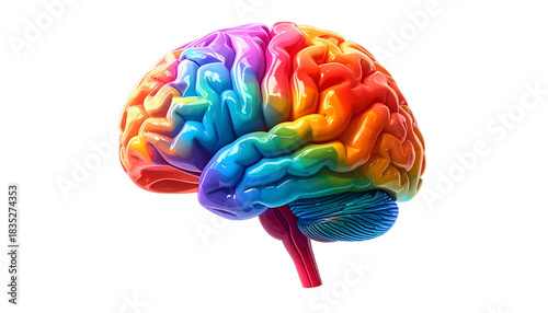 Vibrant Rainbow Colored Human Brain Illustrating Creativity, Thought, and Intellectual Power