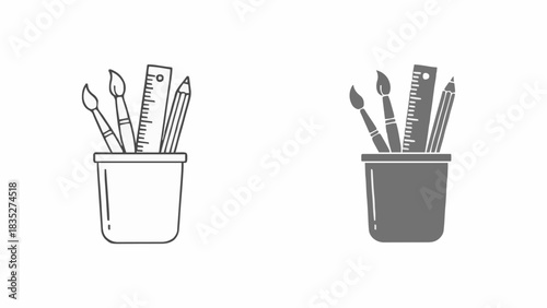 Stationery holder containing art supplies icons