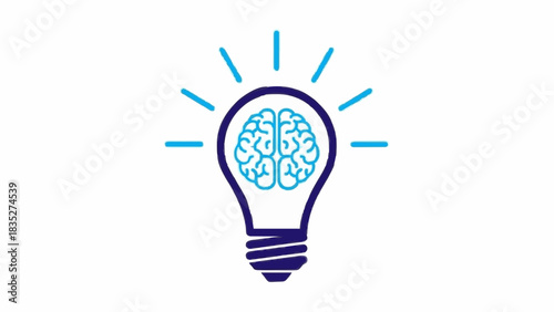 Light bulb with brain inside representing idea