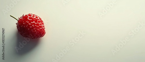 Detailed Top View of Strawberry on White