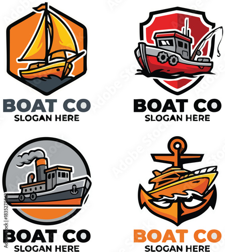 boat icons set