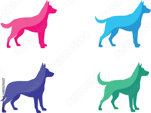 Colorful doberman pinscher dog breed illustration set on white background