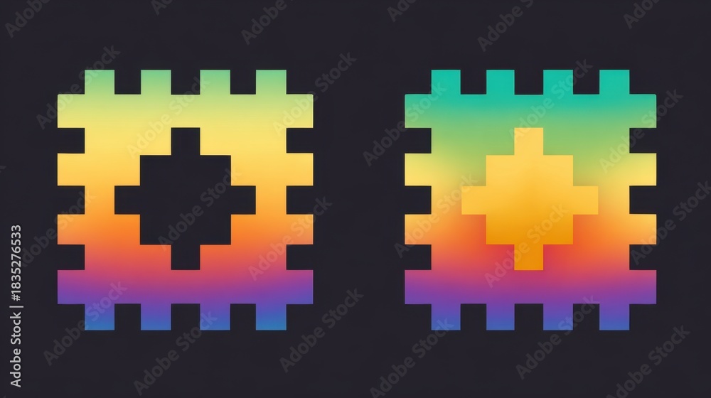 Fototapeta premium Vibrant geometric pattern with gradient colors for decorative design, Brain Teaser Month