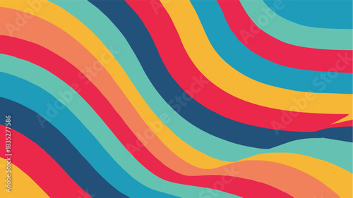 Vibrant retro waves create a stunning visual impact, perfect for adding a bold, colorful vibe to any design project, originally a scalable vector graphic