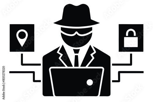 fraud detection system vector icon  silhouette ill