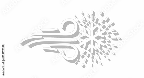 Stylized icy blast illustration with snowflake and wind symbol for weather concepts