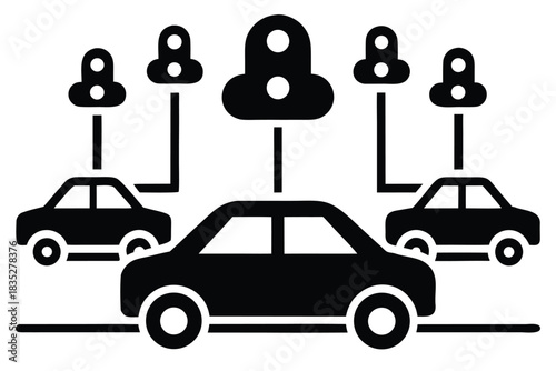 ai traffic prediction vector icon  silhouette illu