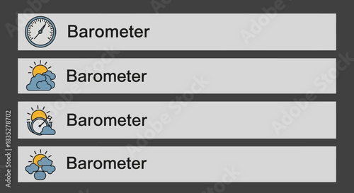 Barometer weather app illustration with diverse atmospheric conditions for modern interfaces