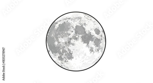 Detailed lunar surface illustration against a plain white background for graphic design