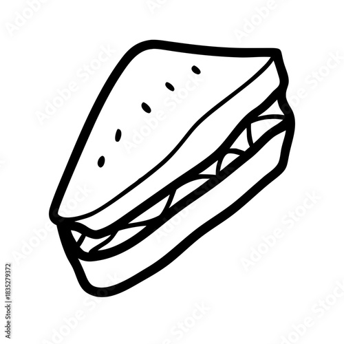 Simple hand drawn sandwich vector outline graphic illustration