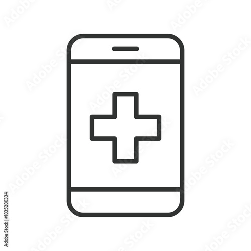 E medicine, icon in line design. e medicine, digital healthcare, mobile medicine on white background vector. E medicine editable stroke icon