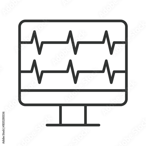 Computer diagnostic, icon in line design. computer diagnostic, digital healthcare, monitoring on white background vector. Computer diagnostic editable stroke icon