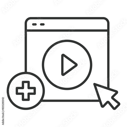 Medical online lesson, icon in line design. medical online lesson, digital healthcare, video tutorial on white background vector. Medical online lesson editable stroke icon