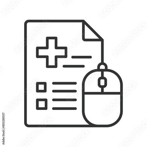 Digital medical document, icon in line design. digital medical document, digital healthcare, online form on white background vector. Digital medical document editable stroke icon