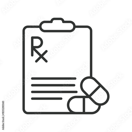 Online prescription, icon in line design. online prescription, digital healthcare, rx document on white background vector. Online prescription editable stroke icon