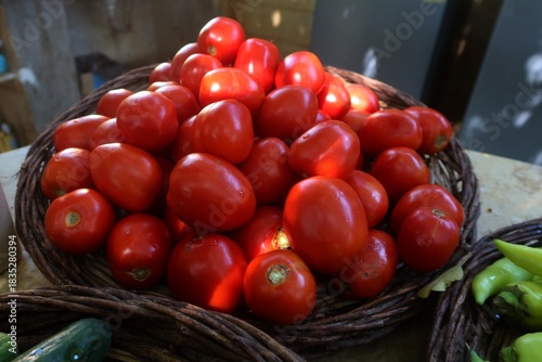 Raw ripe red tomato closeup