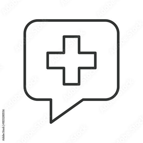 Health information, icon in line design. health information, digital healthcare, speech bubble on white background vector. Health information editable stroke icon