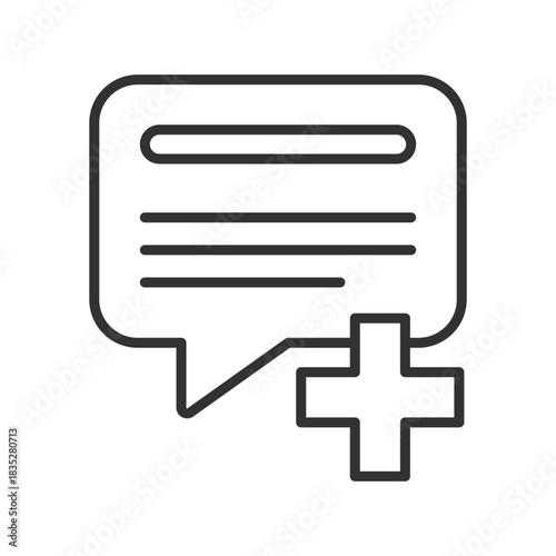 Digital diagnosis message, icon in line design. digital diagnosis message, digital healthcare, speech bubble on white background vector. Digital diagnosis message editable stroke icon