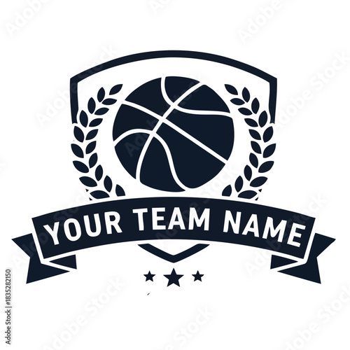 Basketball Logo Template: Shield, Ball, and Wreath Design