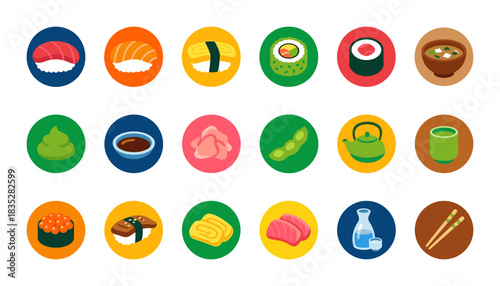 Detailed flat vector icons set of Farm and Agriculture with barn, tractor, crops, animal, and gardening tools like shovel, watering can, beehive, mushroom, and scarecrow for farming concepts and desig