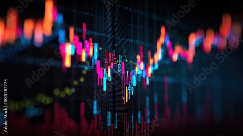 Stock exchange market chart, Stock market data on LED display. Business analysis concept.