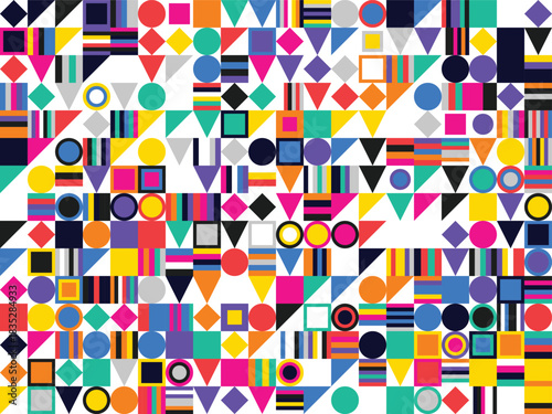 Bright Colorful Dense Geometric Pattern Abstract Mosaic Vector Background