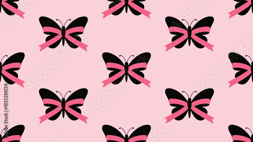 Show your support with this pretty pink ribbon butterfly pattern, perfect for awareness campaigns and charitable events that need an uplifting touch