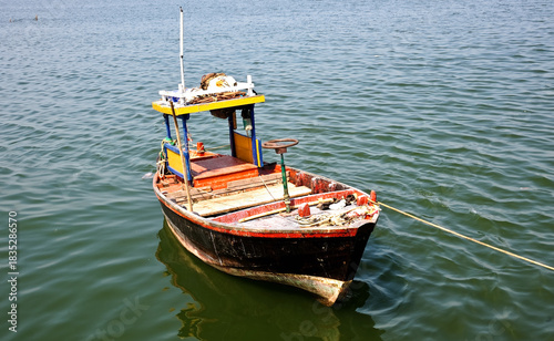  boat on the beach. Fishing boats on the coast of Thailand 