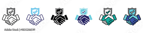 Handshake Security Icons – Trust, Agreement, and Protection Symbol Set