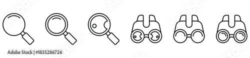 search and discovery icon set. Magnifying glass vector symbols in active and inactive styles.	