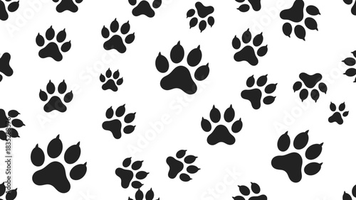 Endearing animal paw prints create a playful pattern, perfect for pet lovers, children's products, and designs needing a touch of warmth and whimsy
