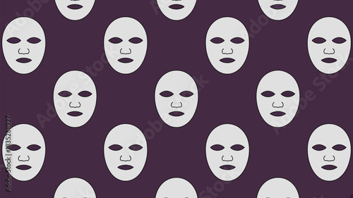Mysterious white mask pattern with dark background - perfect for art, theater, or unique design projects and adding an element of intrigue