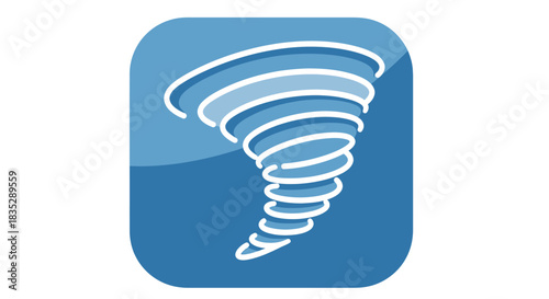 A visually striking tornado icon on a vibrant blue backdrop captures the essence of weather warnings