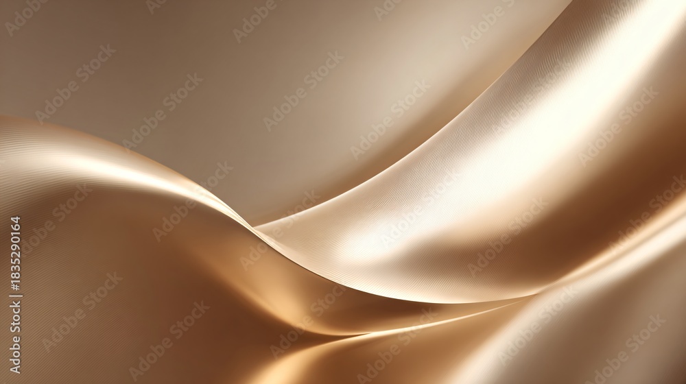 Fototapeta premium Minimalist champagne-gold metallic background with smooth glow gradients and empty copy space