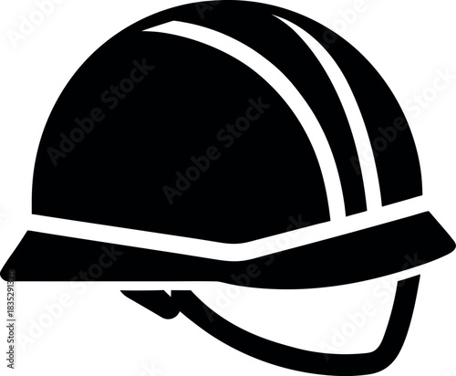 Construction Safety Helmet Silhouette Vector Illustration