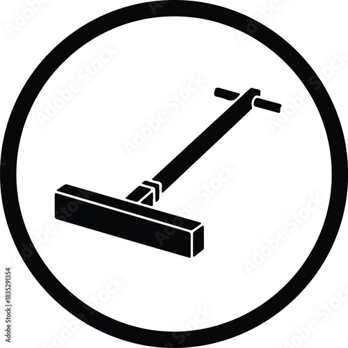 Silhouette floor squeegee cleaning tool inside round frame vector Illustrator