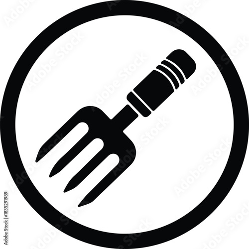 Silhouette pitchfork graphic icon inside circle vector Illustrator