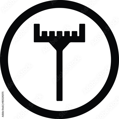 Silhouette rake circle symbol gardener tool design vector Illustrator
