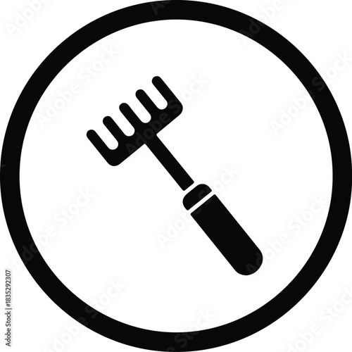 Silhouette rake icon in circle agricultural tool vector Illustrator