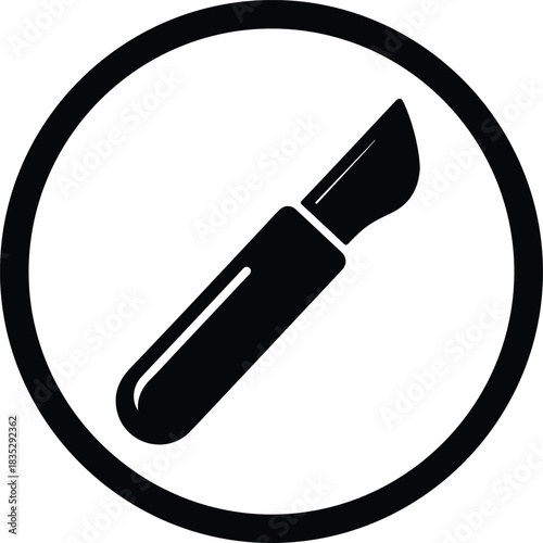 Silhouette Scalpel icon inside black circle frame vector Illustrator