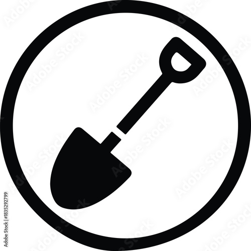 Silhouette shovel icon construction and gardening work vector Illustrator