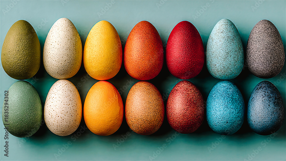 Obraz premium Oeufs colorés alignés