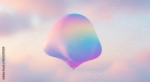 Softly Blended Pastel Balloon Shape Floating Against Blurred Sky Background abstract form